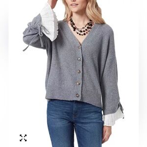 Sam Edelman Autumn Ruffle-Cuff Gray Cardigan Sweater Women’s Small Feminine